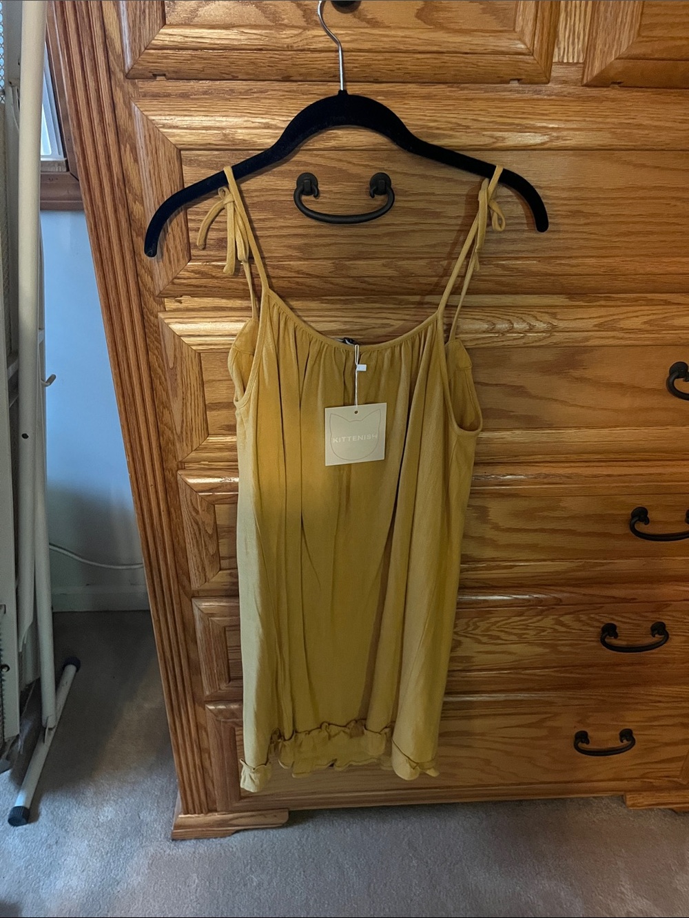 Lightweight Mustard Tie-Strap dress / beach cover up